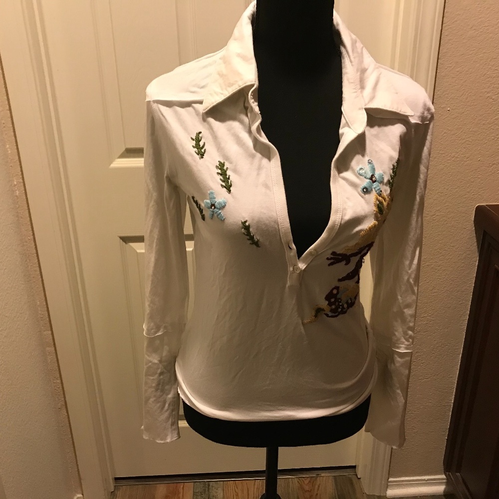 Goa White with Multi Embroidery Boutique Brand Do Many Unique Details Blouse Siz